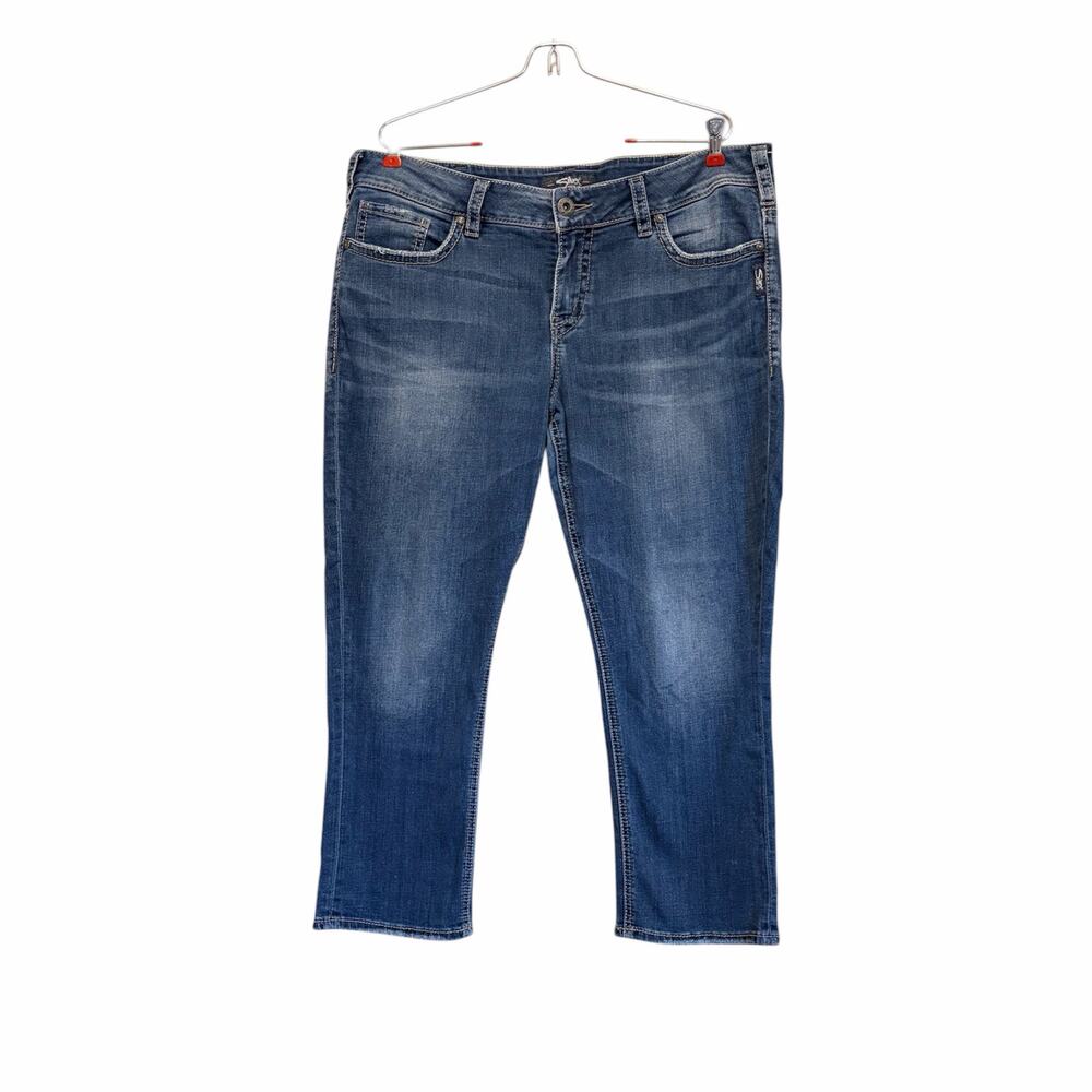 Silver Jeans Elyse Curvy Women’s 14 Fit Cropped Mid Rise Stretch Denim 39x25